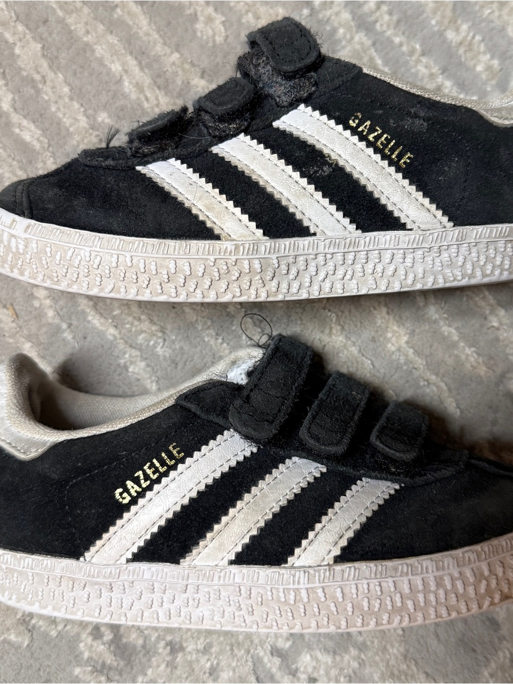 adidas Originals Kids Black & White Gazelle Velcro Sneakers